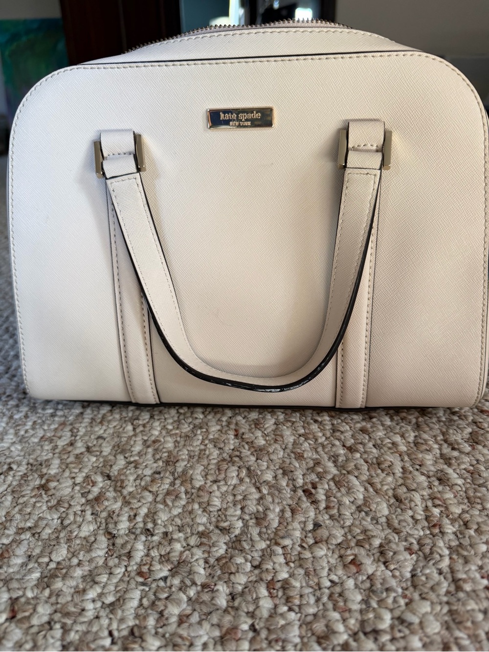 kate spade cream saffiano satchel with dual top handles